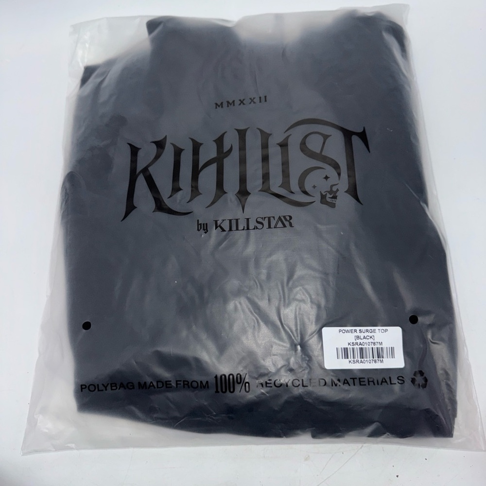 Killstar Power‎ Surge Top Womens M Stretchy Tank Black Faux Leather Straps NWT - Picture 9 of 9